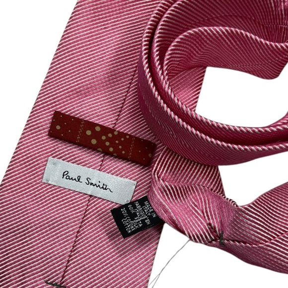 PAUL SMITH Pink/White Striped Silk LUXURY Tie ITALY - Picture 3 of 4